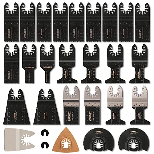 Hojas de Sierra Oscilante, CGBOOM 28 Pcs Accesorios para Herramientas Oscilantes Multifunción, Cuchillas Oscilantes, Cuchilla de Corte Bosch Dewalt Makita para Corte de Metal/Madera/Azulejo/Clavo