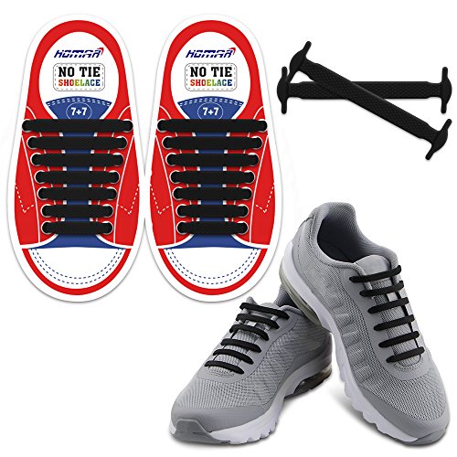 Homar sin corbata Cordones de zapatos para niños y adultos Impermeables cordones de zapatos de atletismo atlética de silicona elástico plano con multicolor de los zapatos del tablero Sneaker boots (Kid Size Black)