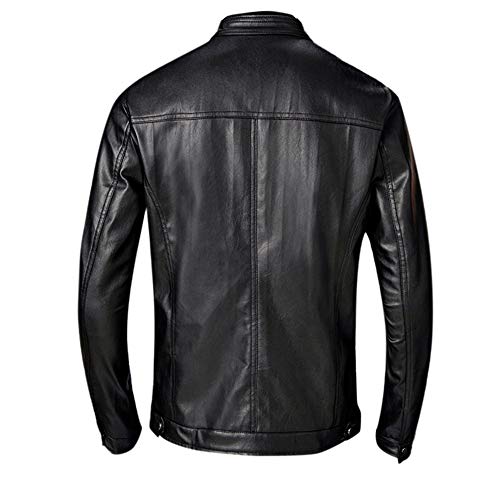 Hombres Chaqueta Moto Invierno Chaqueta Cuero Delgada Moda Manga Larga Gran tamaño Abrigo Casual Jacket con Cremallera Parka Pullover RIOU