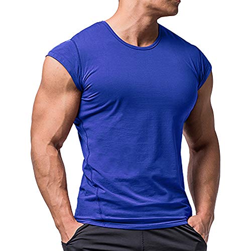 Hombres Corte Muscular Camiseta Manga Corta para Culturismo Gimnasio Rutina de Ejercicio Camisetas Algodón