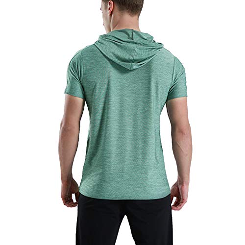 Hombres Deportes Manga Corta Corriendo Sudaderas con Capucha Gimnasio Camisetas Culturismo Tops