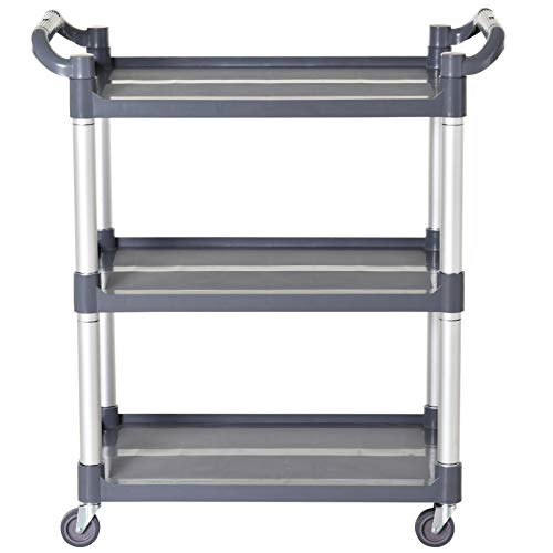 HOMCOM Carro de Almacenamiento de Aluminio Multiusos Carrito de 3 Niveles con 4 Ruedas Universales para Cocina Baño Hotel Restaurante Carga 300 kg 88x44x93 cm Gris