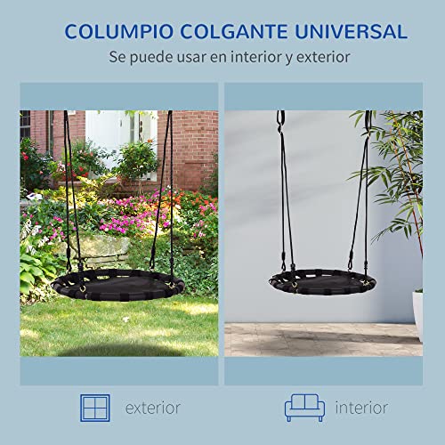 HOMCOM Columpio para Niños +3 Años Columpio Nido Infantil Columpio de Árbol Forma Redonda Carga 100kg Asiento Cómodo Tela de Oxford Jardín Exterior al Aire Libre