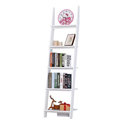 HOMCOM Estantería de Escalera Librería con 5 Estantes Moderna Estantería Escalonada de Pared para Baño Salón Terraza 50x40x195cm