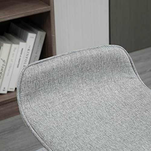 HOMCOM Juego de 2 Taburetes de Bar con Asiento 64 cm de Altura Tapizado en Lino Sintético Taburetes Altos de Cocina con Patas de Madera 40x41,5x75,5 cm Gris y Natural