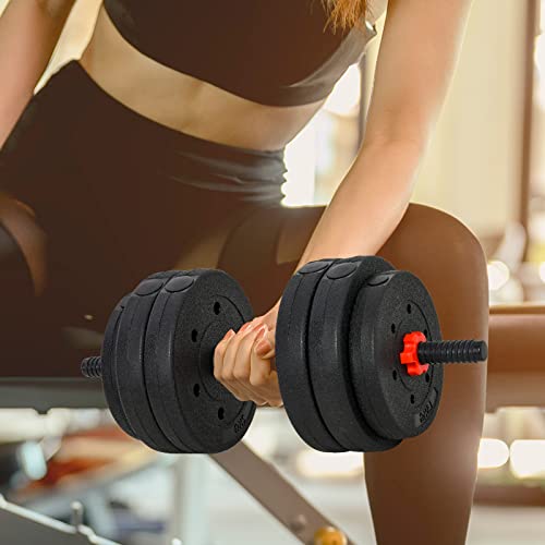 HOMCOM Juego de Mancuernas 2 en 1 de 25 kg con Barra Ajustable Entrenamiento de Fuerza y Levantamiento de Pesas para Hogar Oficina Gimnasio Negro