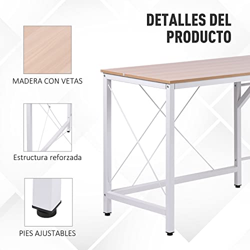 HOMCOM Mesa de Ordenador PC Escritorio para Oficina Hogar Tipo Mesa Esquinera Forma L Marco Metal 150x150x76cm