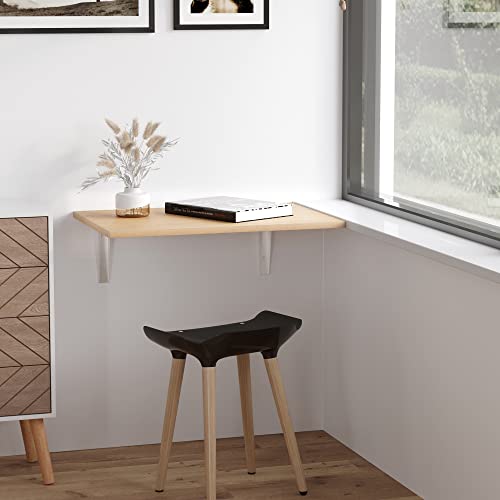 HOMCOM Mesa Plegable de Pared Mesita Auxiliar Abatible Colgante 60x40x20 cm Portátil para Cocina Comedor Dormitorio Natural