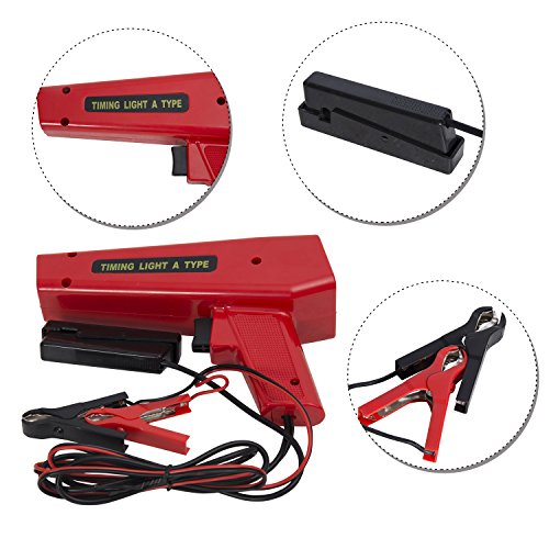 HOMCOM Pistola Estroboscopica 12V Motor Gasolina Lámpara Xenon Punto De Encendido Color Rojo