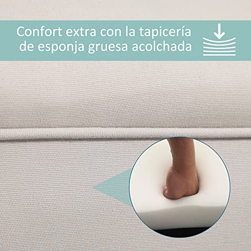 HOMCOM Taburete Pie de Cama Banqueta con Brazos Tapizada Tipo Banco de Madera para Dormitorio Salón Recibidor 102x31x51cm Carga 130kg