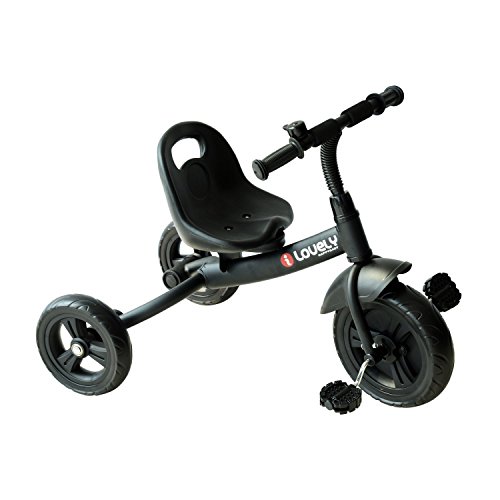 HOMCOM Triciclo para Niños más de 18 Meses con Timbre Guardabarros Rueda de Seguridad 74x49x55cm Negro