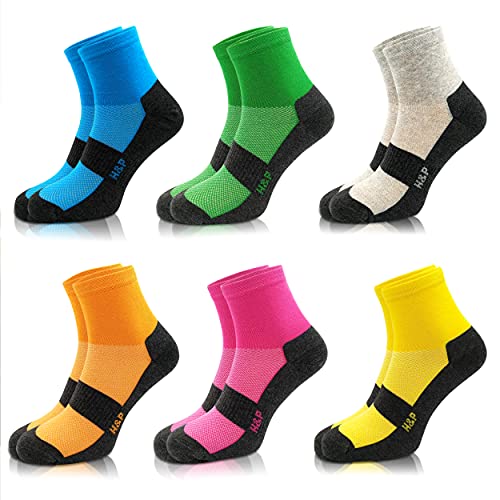 Home & Pets Calcetines de Deporte para hombre y Mujer cortos de colores, sin costuras Algodón 6 Pares (39-42)