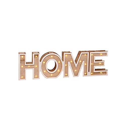 Home Texto decorativo, de madeira, com LED branco quente, casa