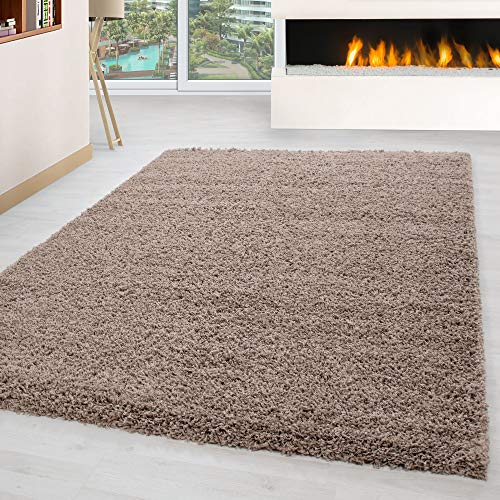 HomebyHome Shaggy Alfombra Pelo Largo pequeño Extra Grande Grueso Suave salón Unicolor, Color:Beige, tamaño:200x290 cm