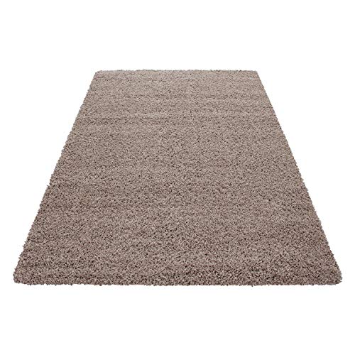 HomebyHome Shaggy Alfombra Pelo Largo pequeño Extra Grande Grueso Suave salón Unicolor, Color:Beige, tamaño:200x290 cm