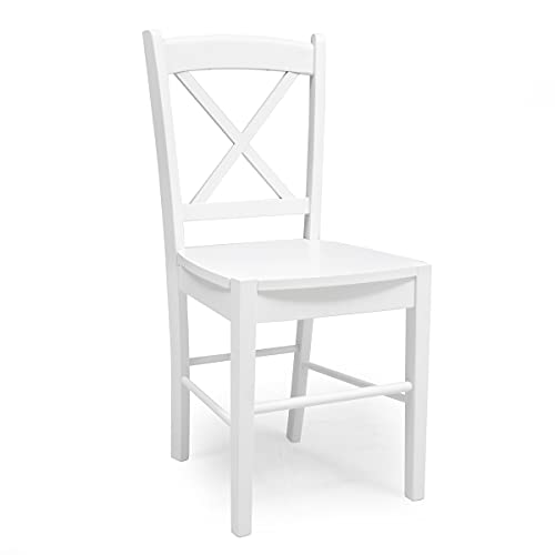 Homely Kiona Silla de Comedor o Cocina - Golf | Silla de Madera Lacada | Respaldo Ergonómico | Silla Diseño clásico | Silla para Comedor, Cocina, Salón | Color Blanco