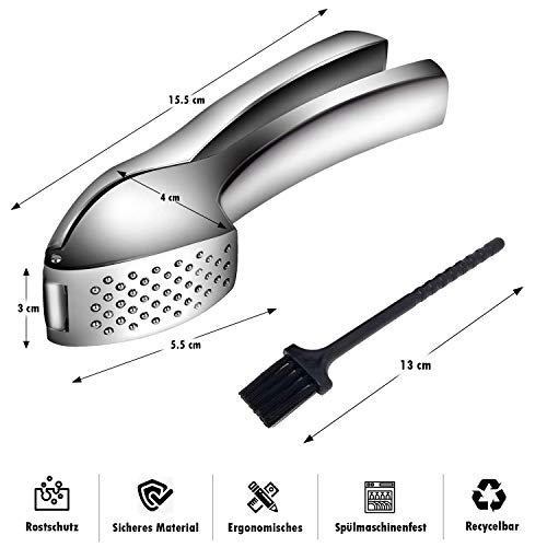 HomeTeck® Prensa de Ajo Manual, Prensa Ajos Extra Fuerte y Duradero, Elegante Diseño De Aleación De Zinc, Apto Para Lavavajillas, Garlic Press Es Una Herramienta De Cocina Indispensable.