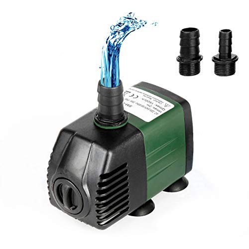 Homvik Bomba de Agua Sumergible 1500L/H 25W para Acuario Estanque Pecera Fuente Circulación de Agua Dulce y Marino con 2 Boquillas 2m de Altura