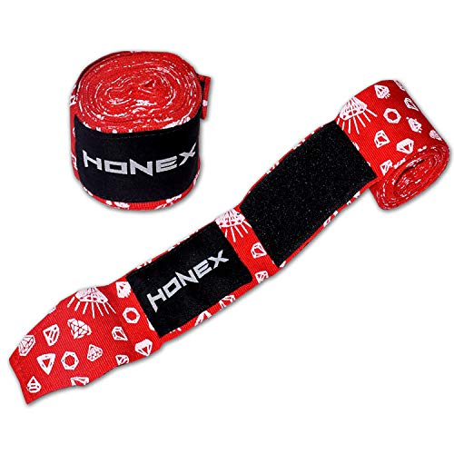 Honex - Vendas para Manos, para Boxeo, Extensibles, de Estilo Mexicano, de 4 Metros, Boxeo y Artes Marciales, Muy Suaves y duraderas, Unisex, 1 par