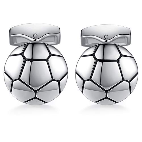 HONEY BEAR Fútbol americano Deporte Gemelos para hombres -acero inoxidable para regalo de boda de negocios,Plata