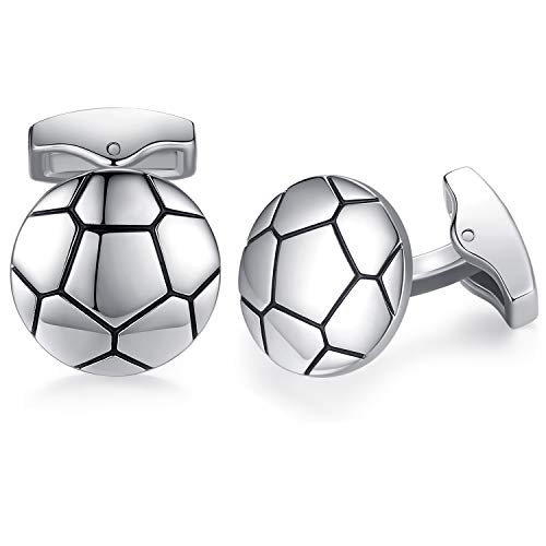 HONEY BEAR Fútbol americano Deporte Gemelos para hombres -acero inoxidable para regalo de boda de negocios,Plata