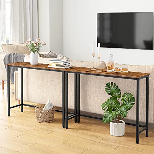 HOOBRO Mesa de Consola, Mesa de Entrada, Mesa de Sofá de Estilo Industrial para la Casa, con Repisa de Malla, Mesa Auxiliar, Escritorio, la Oficina, Estructura Metálica Resistente EBF30XG01