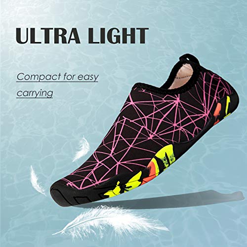 HOTROAD Zapatos de Agua Ligeros Descalzos Sandalias de Playa sin Cordones para Mujeres, Hombres y niños River Camping Travel Deportes Running Surf Shoes-201-Rosa 37