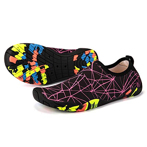 HOTROAD Zapatos de Agua Ligeros Descalzos Sandalias de Playa sin Cordones para Mujeres, Hombres y niños River Camping Travel Deportes Running Surf Shoes-201-Rosa 37