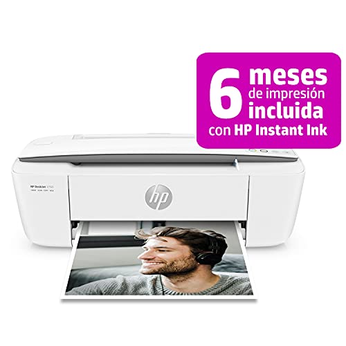 HP DeskJet 3750 T8X12B, Impresora Multifunción A4, Imprime, Escanea y Copia, Wi-Fi, USB 2.0, HP Smart App, Incluye 4 Meses del Servicio Instant Ink, Blanca