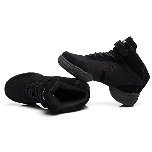 HROYL Mujer Zapatos de Jazz Zapatos de Baile Moderno Zapatos Deportivos Zapatillas de Baile Dance Sneakers B53A Negro 38 EU