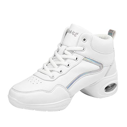 HROYL Zapatos de Baile Modernos Jazz Zapatillas Ligeras y Cómodas Transpirables Zapatillas de Deporte Danza Mujer, Modelo JJ919-Blanco,UK3.5/EU36/22.5cm