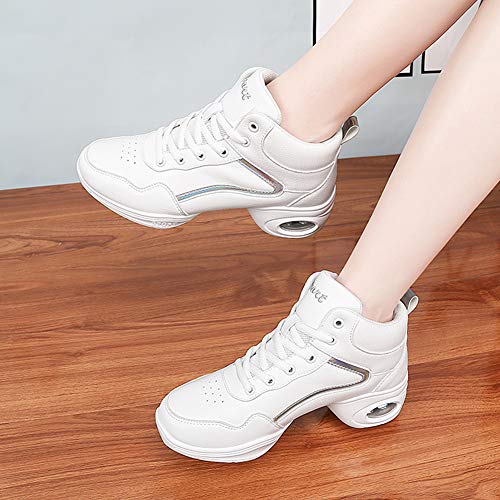 HROYL Zapatos de Baile Modernos Jazz Zapatillas Ligeras y Cómodas Transpirables Zapatillas de Deporte Danza Mujer, Modelo JJ919-Blanco,UK3.5/EU36/22.5cm