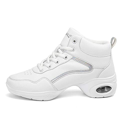 HROYL Zapatos de Baile Modernos Jazz Zapatillas Ligeras y Cómodas Transpirables Zapatillas de Deporte Danza Mujer, Modelo JJ919-Blanco,UK3.5/EU36/22.5cm