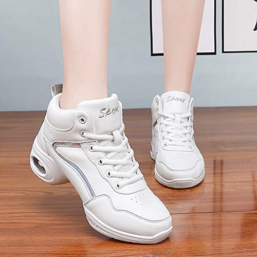 HROYL Zapatos de Baile Modernos Jazz Zapatillas Ligeras y Cómodas Transpirables Zapatillas de Deporte Danza Mujer, Modelo JJ919-Blanco,UK3.5/EU36/22.5cm