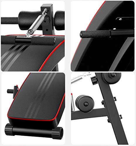 HSBAIS Banco Pesas Asiento Regulable, Banco de Ejercicio 10 Posición Asiento Regulable Banco de Fitness Cuerda elástica Banco de Musculación Capacidad de Carga 500 lbs,Black_125x31x61cm