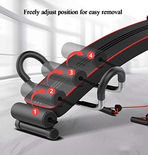 HSBAIS Banco Pesas Asiento Regulable, Banco de Ejercicio 10 Posición Asiento Regulable Banco de Fitness Cuerda elástica Banco de Musculación Capacidad de Carga 500 lbs,Black_125x31x61cm