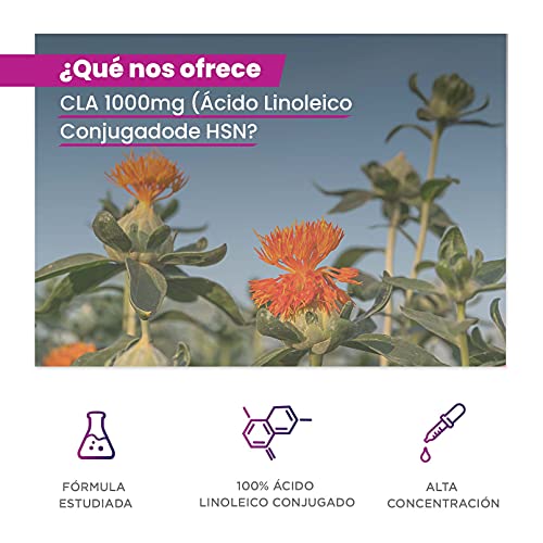 HSN CLA 120 Perlas | 2400 MG Real de Ácido Linoleico Conjugado por Dosis Diaria | Estandarizado 80% Aceite de Semilla de Cártamo | No-GMO, Sin Gluten ni Lactosa