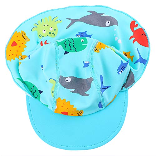 HUAANIUE Gorros de Natación Gorro de Baño para Niños Unisex Bloquear El Sol UPF 50+