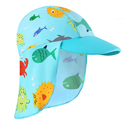 HUAANIUE Gorros de Natación Gorro de Baño para Niños Unisex Bloquear El Sol UPF 50+