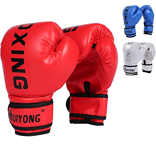 HUINING Guantes de boxeo para niños, guantes de boxeo MMA de PU de dibujos animados Sparring Dajn guantes de entrenamiento, 4 onzas, para edades de 3 a 12 años (rojo de boxeo)