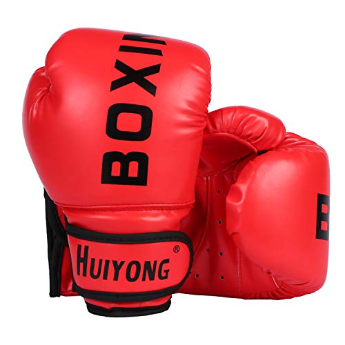 HUINING Guantes de boxeo para niños, guantes de boxeo MMA de PU de dibujos animados Sparring Dajn guantes de entrenamiento, 4 onzas, para edades de 3 a 12 años (rojo de boxeo)