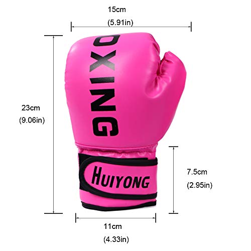 HUINING Guantes de boxeo para niños,guantes de artes marciales mixtas, guantes de entrenamiento de PU de dibujos animados, 6 onzas, para edades de 5 a 12 años (rosa de boxeo)