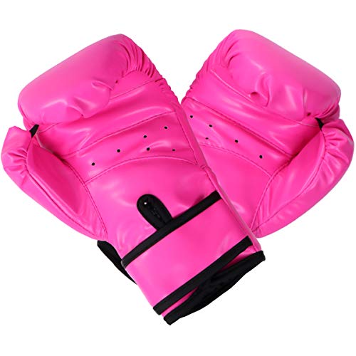 HUINING Guantes de boxeo para niños,guantes de artes marciales mixtas, guantes de entrenamiento de PU de dibujos animados, 6 onzas, para edades de 5 a 12 años (rosa de boxeo)