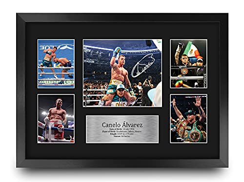 HWC Trading FR A3 Canelo Alvarez Boxing Regalos Impresos con Autógrafos Firmados para Los Fanáticos De Los Recuerdos del Boxeador - A3 Framed