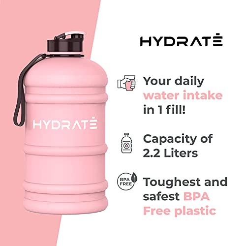 Hydrate Botella Agua XL 2,2 Litros – Botella de Agua Deportiva sin BPA – Botella Agua Deporte – Botella Agua Gimnasio – Botella Agua Niños Colegio (Rosa)