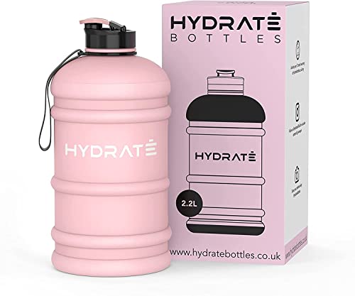 Hydrate Botella Agua XL 2,2 Litros – Botella de Agua Deportiva sin BPA – Botella Agua Deporte – Botella Agua Gimnasio – Botella Agua Niños Colegio (Rosa)