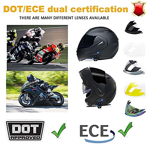 HZIH Bluetooth Casco Moto,Casco Moto Modular ECE Homologado,Doble Visera Casco Moto Abatible,Unisexo para Motocicleta Bicicleta Scooter Cascos de Moto Modulares B,S=55-56cm