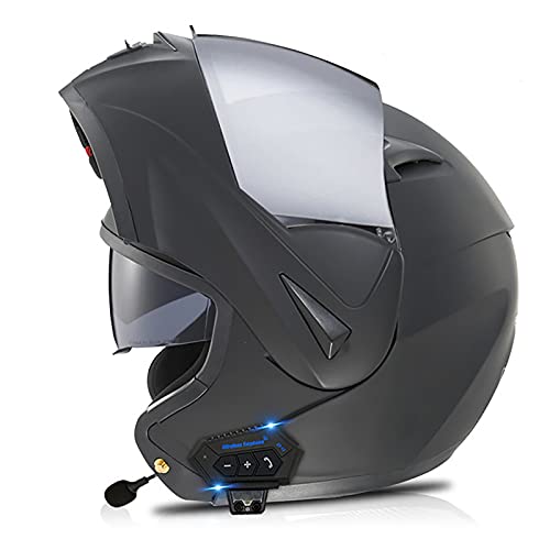 HZIH Bluetooth Casco Moto,Casco Moto Modular ECE Homologado,Doble Visera Casco Moto Abatible,Unisexo para Motocicleta Bicicleta Scooter Cascos de Moto Modulares B,S=55-56cm