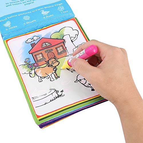 Hztyyier Libro magico Agua con Manual de Dibujo y Pluma de Color mágico a Base de Agua para niños Juguete Pintura Aprendizaje temprano