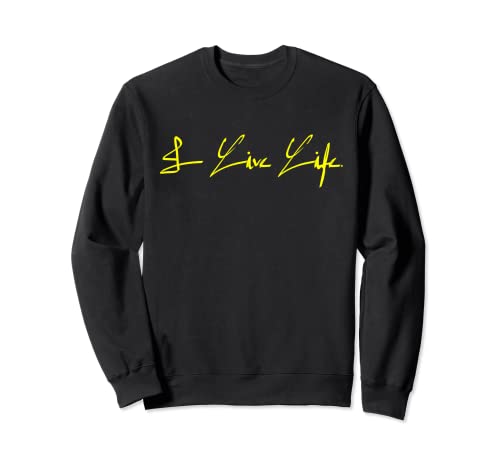 I Live Life Signature Logo Clásico Moda Amarillo Sudadera